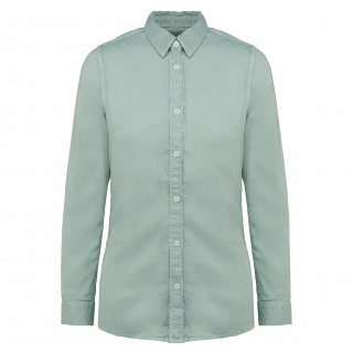 Chemise écoresponsable délavée femme NS503 - Washed Jade Green personnalisable - Vue de face
