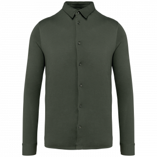 Chemise écoresponsable en jersey homme NS510 - Organic Khaki personnalisable - Vue de face