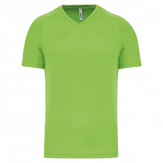 T-shirt de sport manches courtes col v homme PA476 - Lime personnalisable - Vue de face