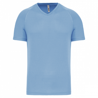 T-shirt de sport manches courtes col v homme PA476 - Sky Blue personnalisable - Vue de face