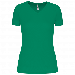 T-shirt de sport manches courtes col v femme PA477 - Kelly Green personnalisable - Vue de face