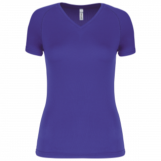 T-shirt de sport manches courtes col v femme PA477 - Violet personnalisable - Vue de face