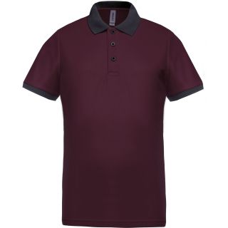 Polo piqué performance homme Wine / Sporty Grey