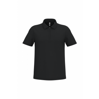 Polo de sport col 1/4 zip homme PA492 - Black personnalisable - Vue de face