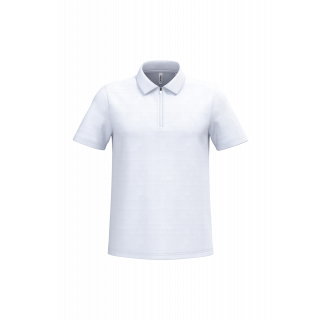Polo de sport col 1/4 zip homme PA492 - White personnalisable - Vue de face