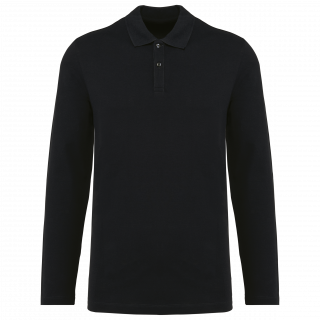 Polo Supima® manches longues homme PK202 - Black personnalisable - Vue de face