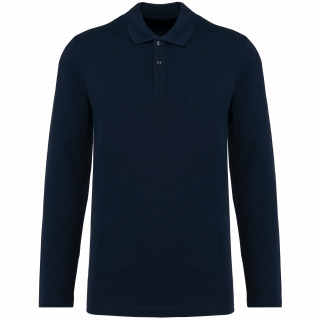 Polo Supima® manches longues homme PK202 - Deep Navy personnalisable - Vue de face