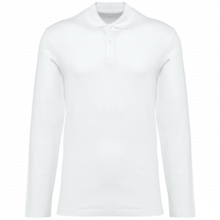 Polo Supima® manches longues homme PK202 - White personnalisable - Vue de face