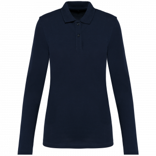 Polo Supima® manches longues femme PK203 - Deep Navy personnalisable - Vue de face
