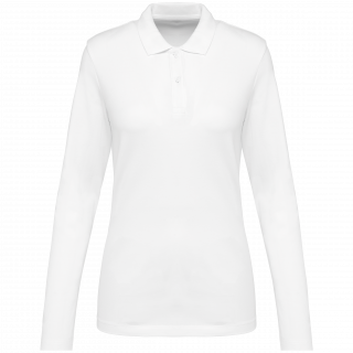 Polo Supima® manches longues femme PK203 - White personnalisable - Vue de face