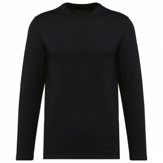 T-shirt Supima® col rond manches longues homme PK302 - Black personnalisable - Vue de face