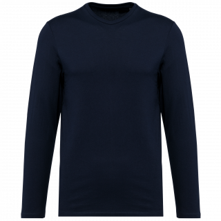 T-shirt Supima® col rond manches longues homme PK302 - Deep Navy personnalisable - Vue de face