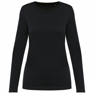 T-shirt Supima® col rond manches longues femme PK303 - Black personnalisable - Vue de face