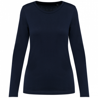 T-shirt Supima® col rond manches longues femme PK303 - Deep Navy personnalisable - Vue de face