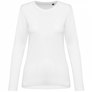 T-shirt Supima® col rond manches longues femme PK303 - White personnalisable - Vue de face