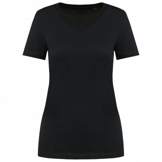 T-shirt Supima® col V manches courtes femme PK305 - Black personnalisable - Vue de face