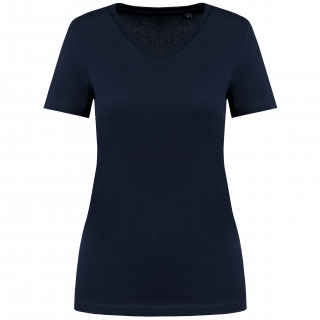 T-shirt Supima® col V manches courtes femme PK305 - Deep Navy personnalisable - Vue de face