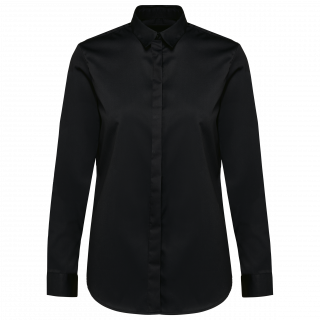 Chemise twill manches longues femme PK507 - Black personnalisable - Vue de face