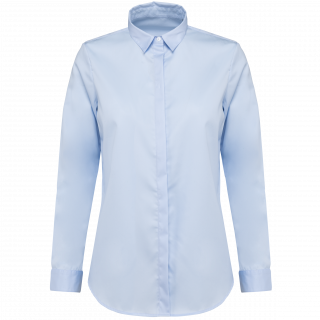 Chemise twill manches longues femme PK507 - Essential Light Blue personnalisable - Vue de face