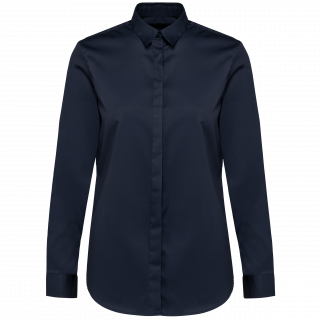 Chemise twill manches longues femme PK507 - Navy personnalisable - Vue de face