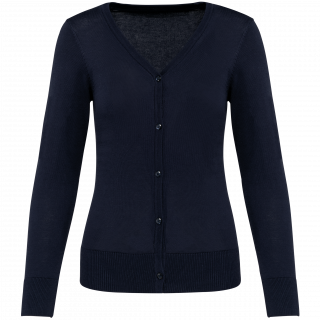 Cardigan Supima® femme PK903 - Deep Navy personnalisable - Vue de face