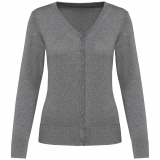 Cardigan Supima® femme PK903 - Grey Heather personnalisable - Vue de face