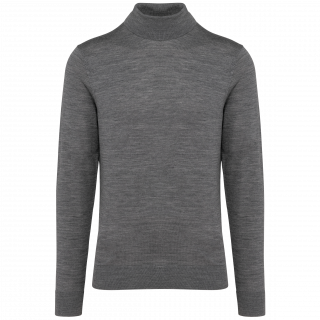 Pull Mérinos col roulé homme PK912 - Grey Heather personnalisable - Vue de face