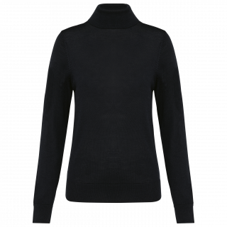 Pull Mérinos col roulé femme PK913 - Black personnalisable - Vue de face
