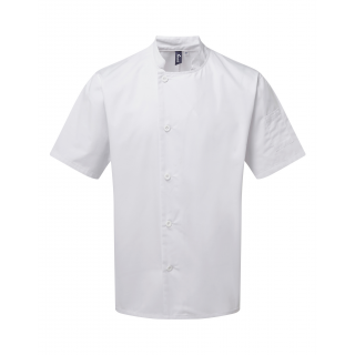 Veste chef cuisinier manches courtes "Essential" PR900 - White personnalisable - Vue de face