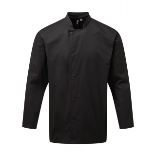 Veste chef cuisinier manches longues "Essential" PR901 - Black personnalisable - Vue de face