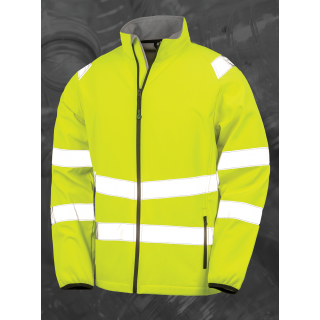 Veste softshell de sécurité recyclée R505X - Fluorescent Yellow personnalisable - Vue de face