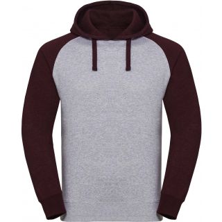 SWEAT-SHIRT CAPUCHE BASEBALL AUTHENTIC HOMME Light Oxford / Burgundy Melange