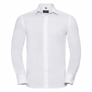 Chemise homme Oxford manches longues RU922M - White personnalisable - Vue de face