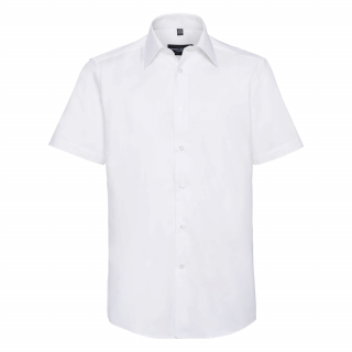 Chemise oxford cintrée manches courtes homme RU923M - White personnalisable - Vue de face