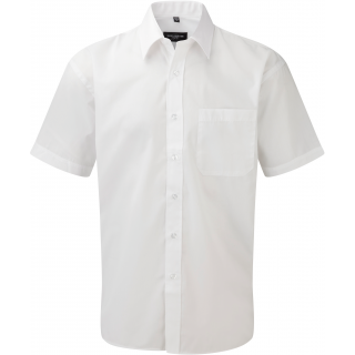 Chemise homme popeline polycoton manches courtes RU935M - White personnalisable - Vue de face