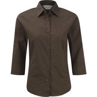Chemise fittée femme manches 3/4 RU946F - Chocolate personnalisable - Vue de face