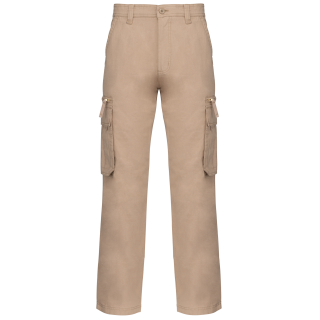Pantalon multipoches homme KSP105 - Beige personnalisable - Vue de face