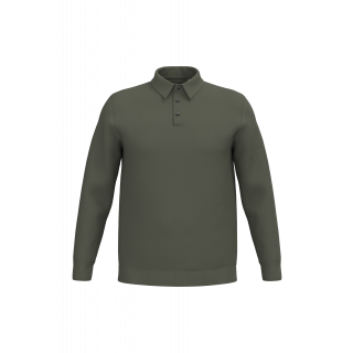 Polo écoresponsable manches longues homme SP204 - Organic Khaki personnalisable - Vue de face