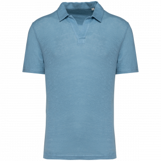 Polo en lin homme SP220 - Cool Blue personnalisable - Vue de face
