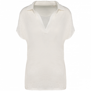 Polo en lin femme SP221 - Ivory personnalisable - Vue de face