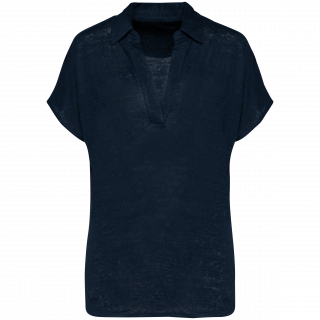 Polo en lin femme SP221 - Navy Blue personnalisable - Vue de face