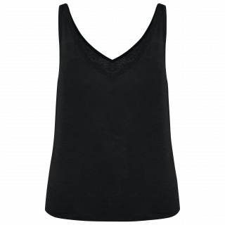 Débardeur en lin femme SP343 - Black personnalisable - Vue de face