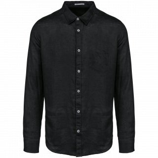 Chemise en lin homme SP504 - Black personnalisable - Vue de face