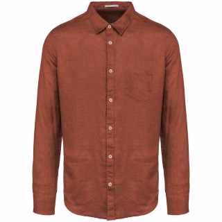 Chemise en lin homme SP504 - Burnt Brick personnalisable - Vue de face