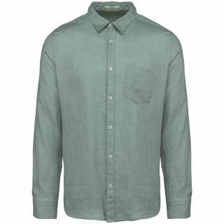 Chemise en lin homme SP504 - Jade Green personnalisable - Vue de face