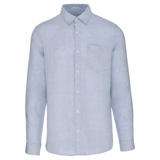 Chemise en lin homme SP504 - Linen Blue personnalisable - Vue de face