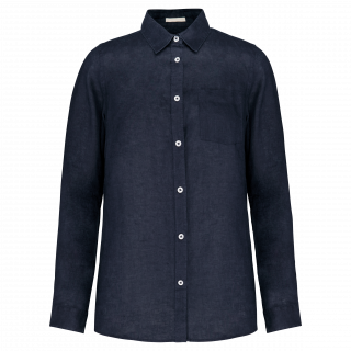 Chemise en lin homme SP504 - Navy Blue personnalisable - Vue de face