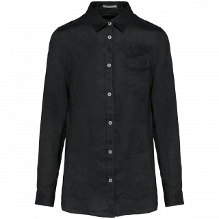 Chemise en lin femme SP505 - Black personnalisable - Vue de face