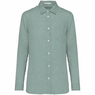 Chemise en lin femme SP505 - Jade Green personnalisable - Vue de face