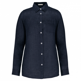 Chemise en lin femme SP505 - Navy Blue personnalisable - Vue de face